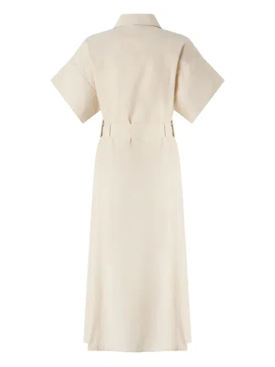 Pinko Button Belted Midi Shirt Dress In Neutral