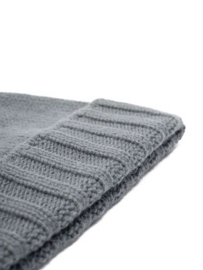 Drumohr Grey Textured Beanie Hat In Gray