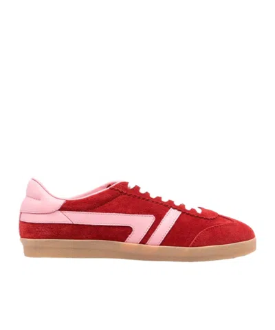 Closed Suede Panelled Sneakers In Red