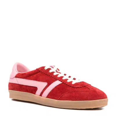 Closed Suede Panelled Sneakers In Red