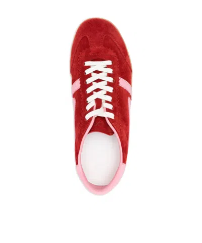 Closed Suede Panelled Sneakers In Red