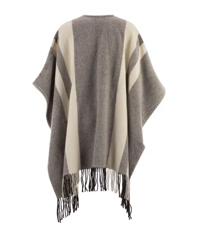 Fay Hook-closure Fringed Poncho In Multi