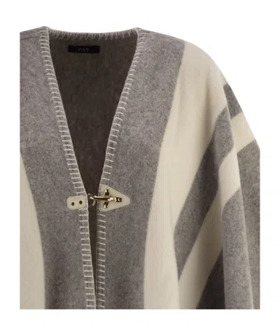 Fay Hook-closure Fringed Poncho In Multi