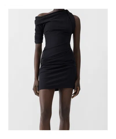 Jacquemus La Mini Robe Drapeado Jersey Dress In Black