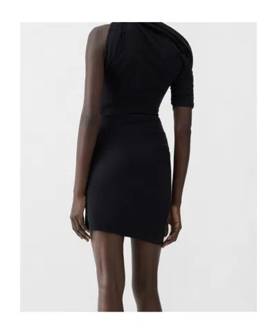 Jacquemus La Mini Robe Drapeado Jersey Dress In Black