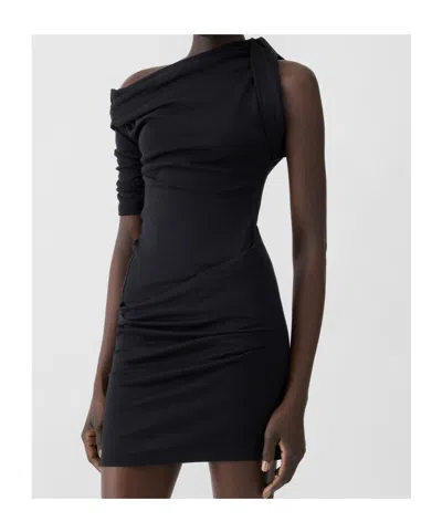 Jacquemus La Mini Robe Drapeado Jersey Dress In Black
