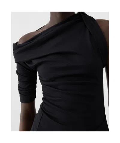 Jacquemus La Mini Robe Drapeado Jersey Dress In Black