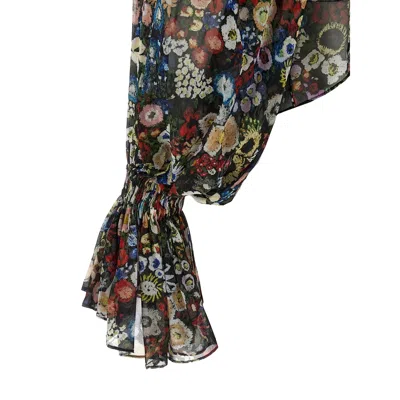 Khaite Durer Floral Silk Balloon-sleeve Peasant Top In Multi