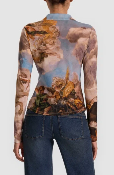 Alice And Olivia Jade Mesh Button Down Renaissance Fair In Multi