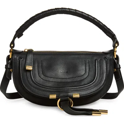 Chloé Mini Marcie Shoulder Bag In Soft Leather In Black