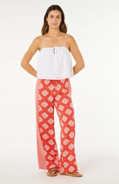 Rip Curl Oasis Floral Broderie Crop Camisole In White