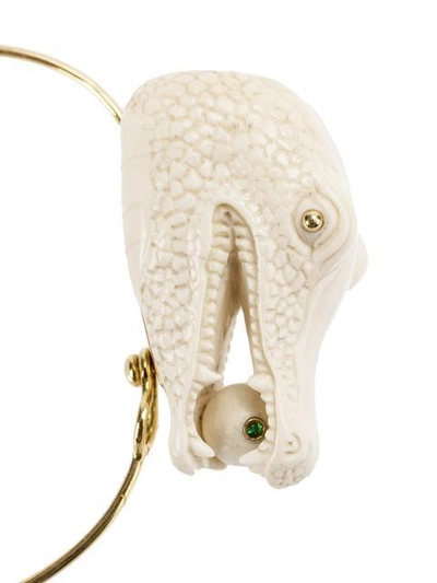 Shop Bibi Van Der Velden Crocodile Ivory Bracelet In White