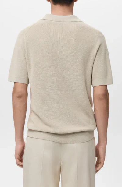 Mango Structured Knit Polo In Neutral