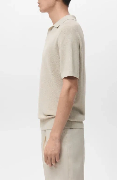 Mango Structured Knit Polo In Neutral