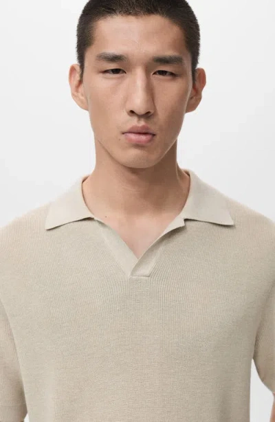 Mango Structured Knit Polo In Neutral