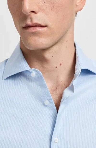 Mango Slim Fit Structured Cotton Button-up Shirt In Blue