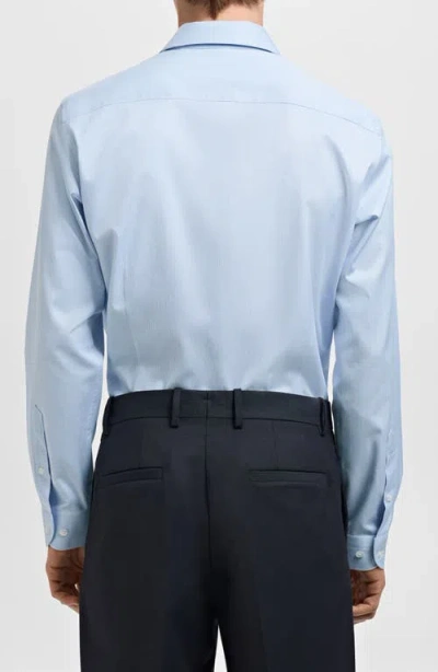 Mango Slim Fit Structured Cotton Button-up Shirt In Blue