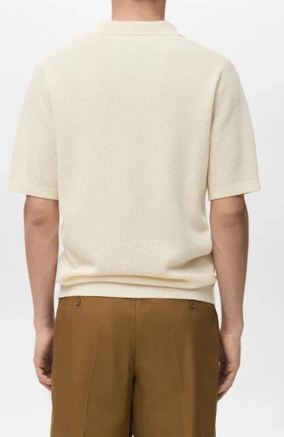 Mango Structured Knit Polo In Neutral