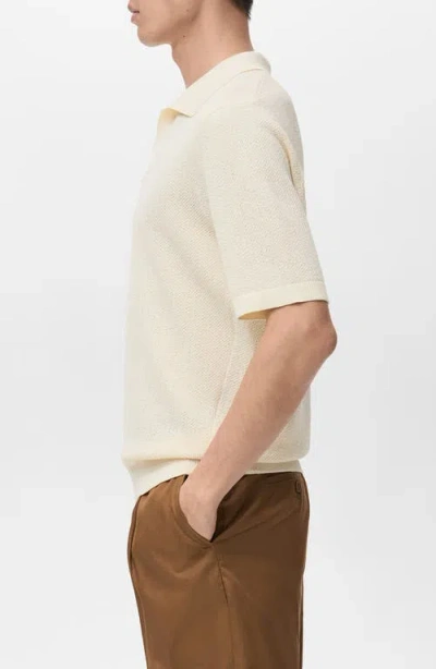 Mango Structured Knit Polo In Neutral