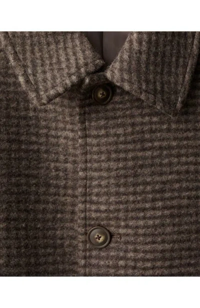 Mango Microcheck Long Coat In Brown