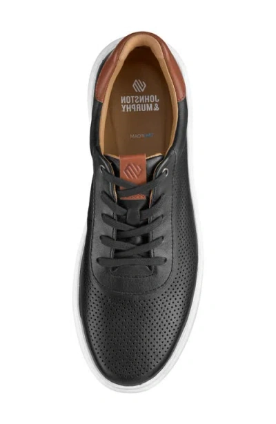 Johnston & Murphy Anders Perforated Sneaker In Black