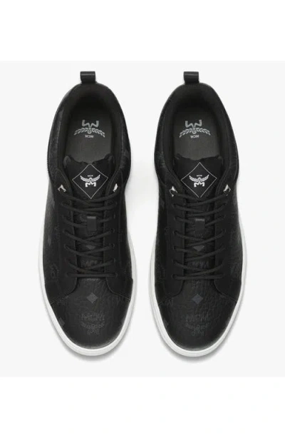 Mcm Neo Terrain Lo Sneakers With Monogram Canvas In Black