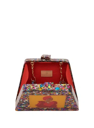 Larallan Ade Acrylic Triangular Box Clutch With Strap In Multi