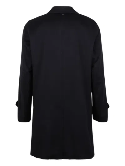 Herno Single Breasted Long Coat In Blue