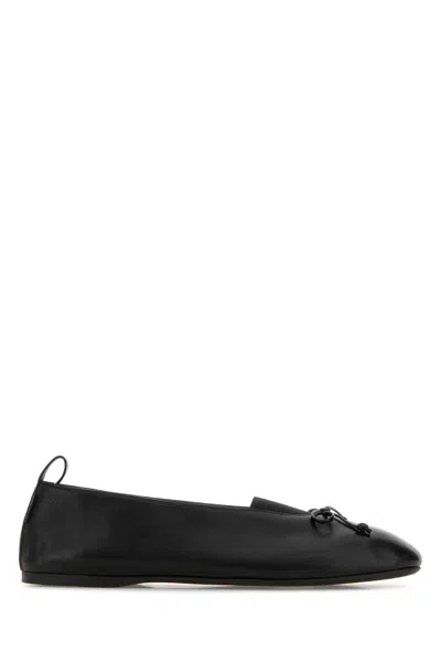 Miu Miu Nappa Ballerinas Bow Detail Flat Sole In Black