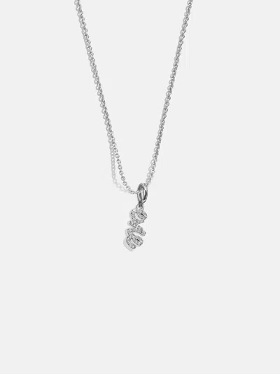 Baublebar Mini Silver Pavé Script Cluster Custom Nameplate Necklace In Silver