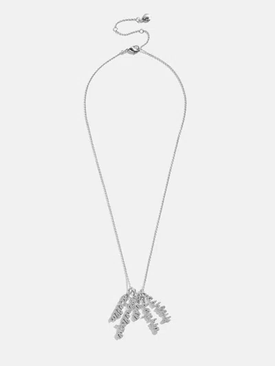 Baublebar Mini Silver Pavé Script Cluster Custom Nameplate Necklace In Silver