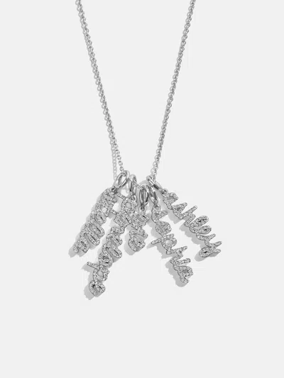 Baublebar Mini Silver Pavé Script Cluster Custom Nameplate Necklace In Silver