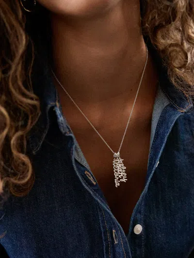 Baublebar Mini Silver Pavé Script Cluster Custom Nameplate Necklace In Silver