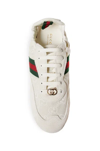 Gucci Cream Calf Leather Bos Taurus Low Top Sneakers In Neutral
