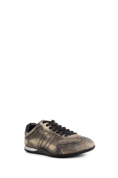 Gucci Leather Shift Sneakers Low Top Rubber Sole In Green