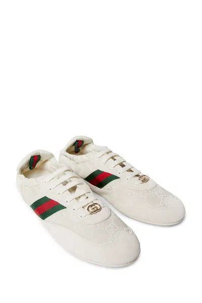 Gucci Cream Calf Leather Bos Taurus Low Top Sneakers In Neutral
