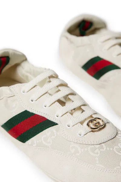 Gucci Cream Calf Leather Bos Taurus Low Top Sneakers In Neutral