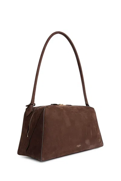 Alaïa Le Bouledogue Bowling Shoulder Bag In Nubuck Leather In Brown