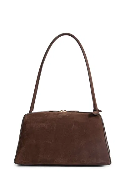 Alaïa Le Bouledogue Bowling Shoulder Bag In Nubuck Leather In Brown