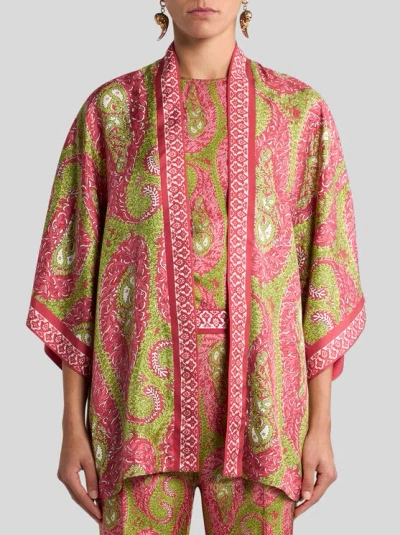 Etro Paisley Foliage Silk Twill Jacket In Multi