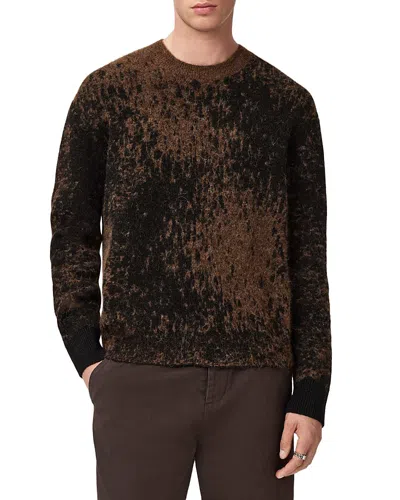 Allsaints Mens Storm Graphic-print Stretch Wool-blend Jumper Brown In Brown