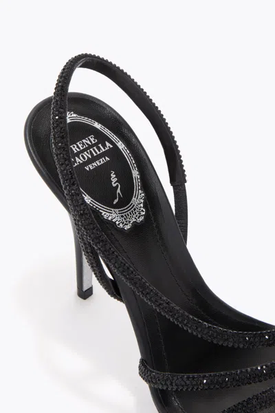 René Caovilla Erin Black Sandal 100 In Black