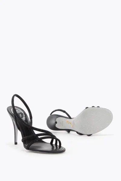 René Caovilla Erin Black Sandal 100 In Black
