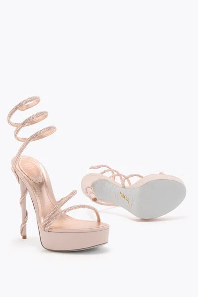René Caovilla Margot Blush Pink Platform Sandal 130 In Neutral