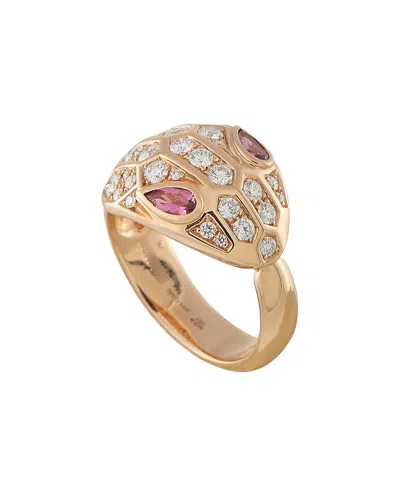 Pre-owned Bvlgari 18k Rose Gold Rubellite Ring (authentic Pre-loved) In Gold