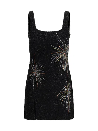 Staud Split Beaded Mini Dress In Black