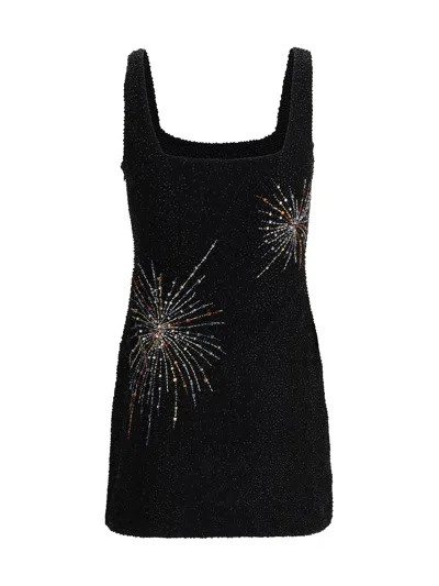 Staud Split Beaded Mini Dress In Black