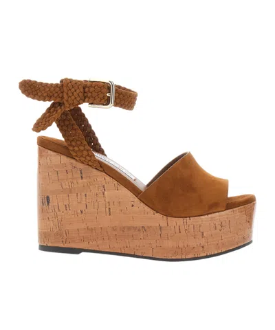 Jimmy Choo Goat Leather Slide Sandals With Soft Lamb Leather Lining In Brown