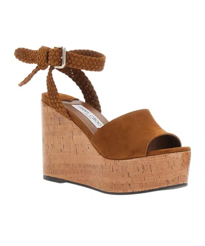 Jimmy Choo Goat Leather Slide Sandals With Soft Lamb Leather Lining In Brown