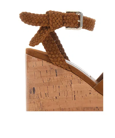 Jimmy Choo Goat Leather Slide Sandals With Soft Lamb Leather Lining In Brown